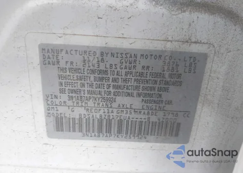 2019 Nissan Sentra S from USA, damaged, VIN 3N1AB7AP7KY259924